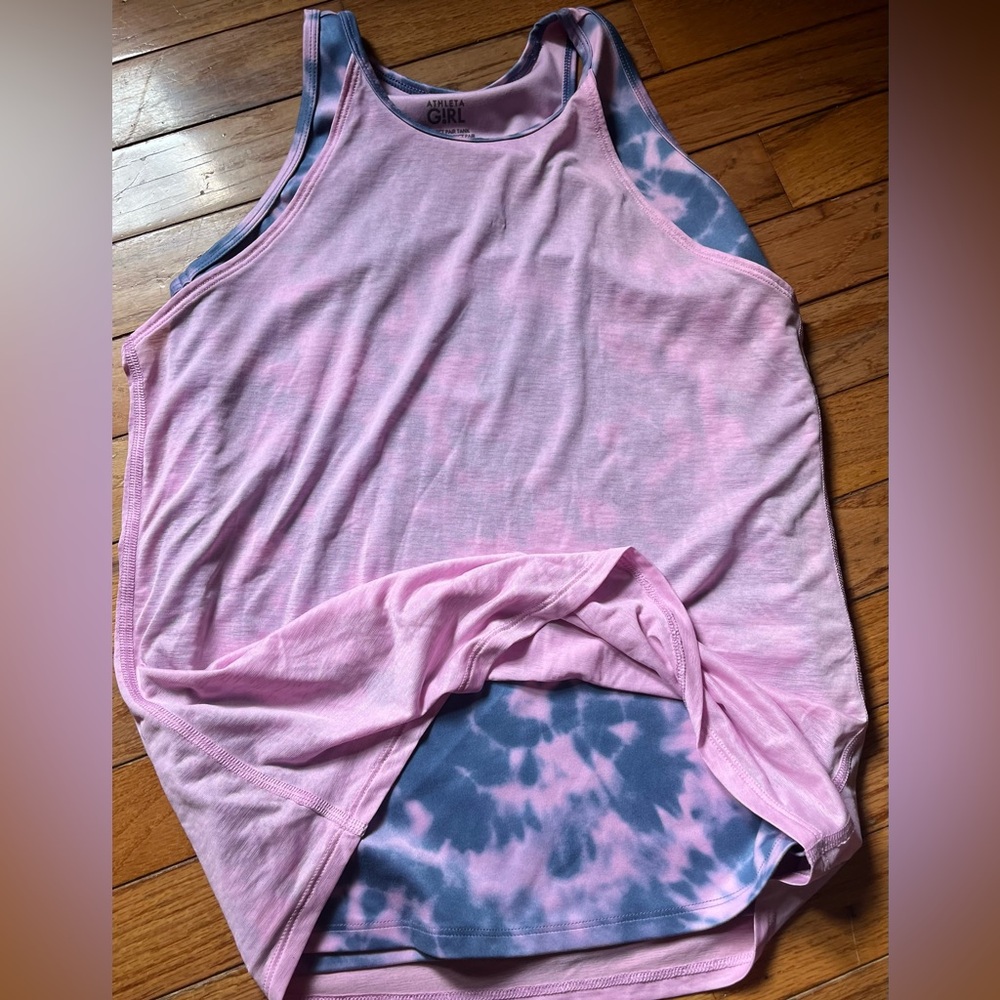 Athleta Girl āRun the Worldā Purple/Blue/Pink Tie-Dye Tank Top Girls 14 XL